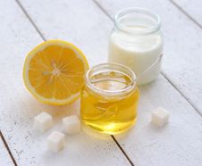 Honey, Milk And Lemon Stock Images Honey, Milk And Lemon Stock Images