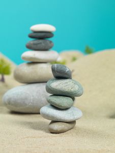 Zen Rocks Towers In Miniature Landscape Royalty Free Stock Photography Zen Rocks Towers In Miniature Landscape Royalty Free Stock Photography