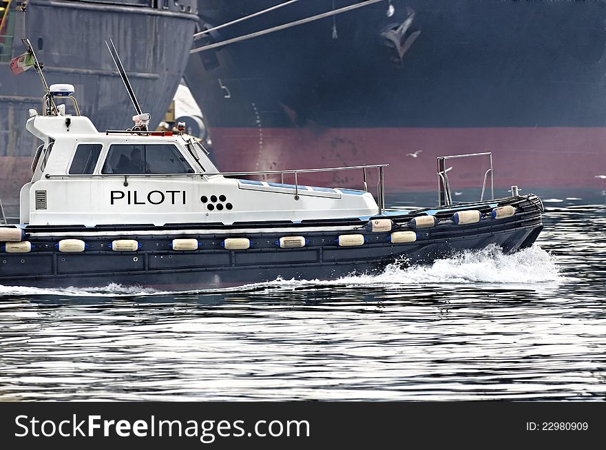 Pilot boat in the port