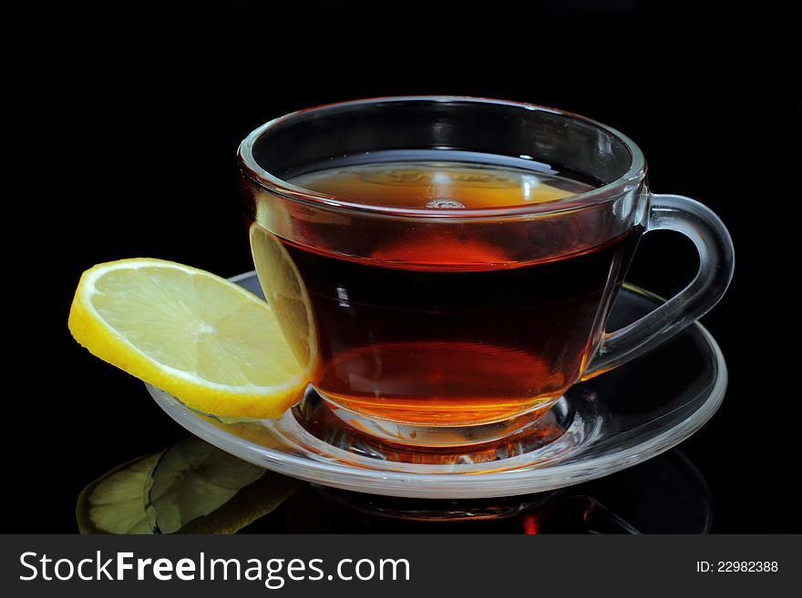 Cup of tea with lemon