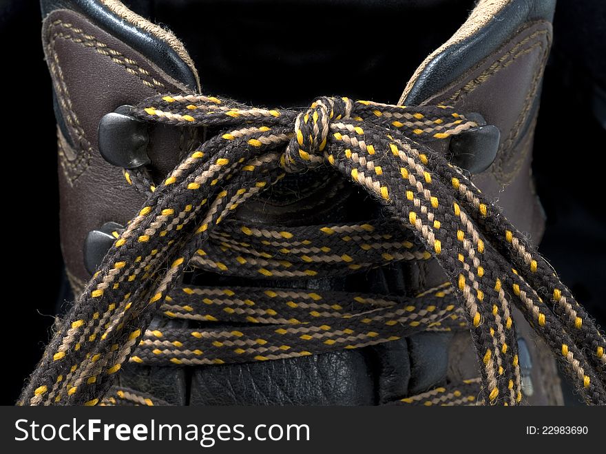 This is a close up of some hiking boot laces