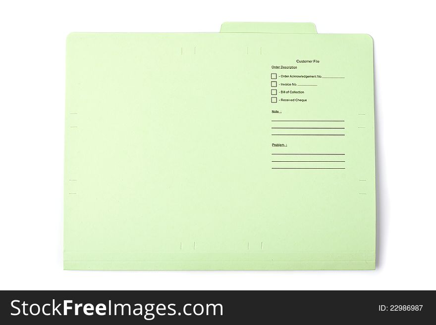 Green document folder on white background. Green document folder on white background