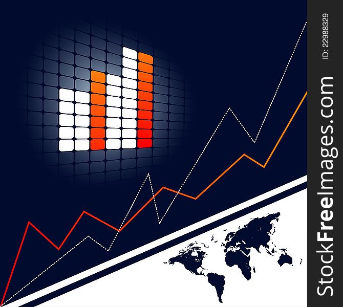 Abstract modern background with world map and equalizer