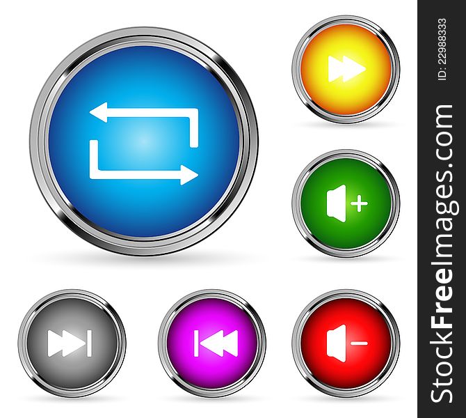 Modern vector web player buttons set