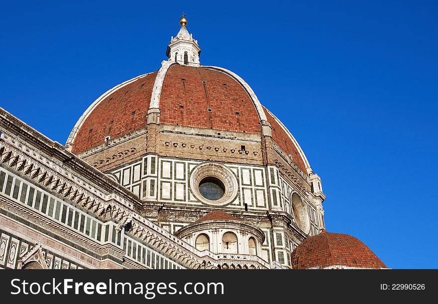 Closeup of Santa Maria Del Fiore Cathedral cupola. Florence, Italy