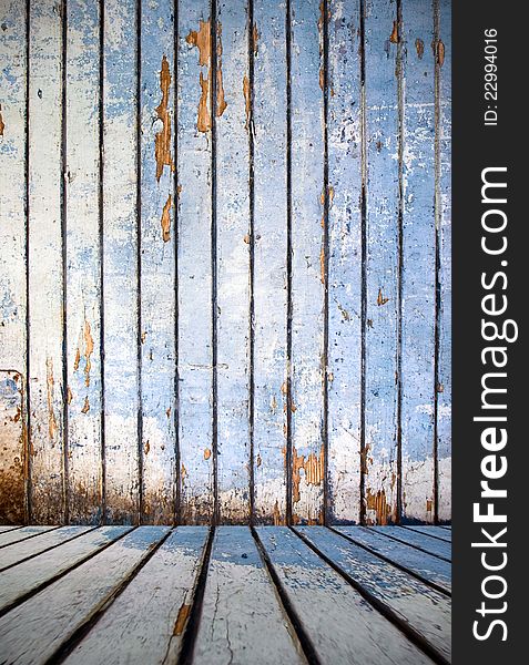 Vintage interior of painted blue a wooden plank. Vintage interior of painted blue a wooden plank