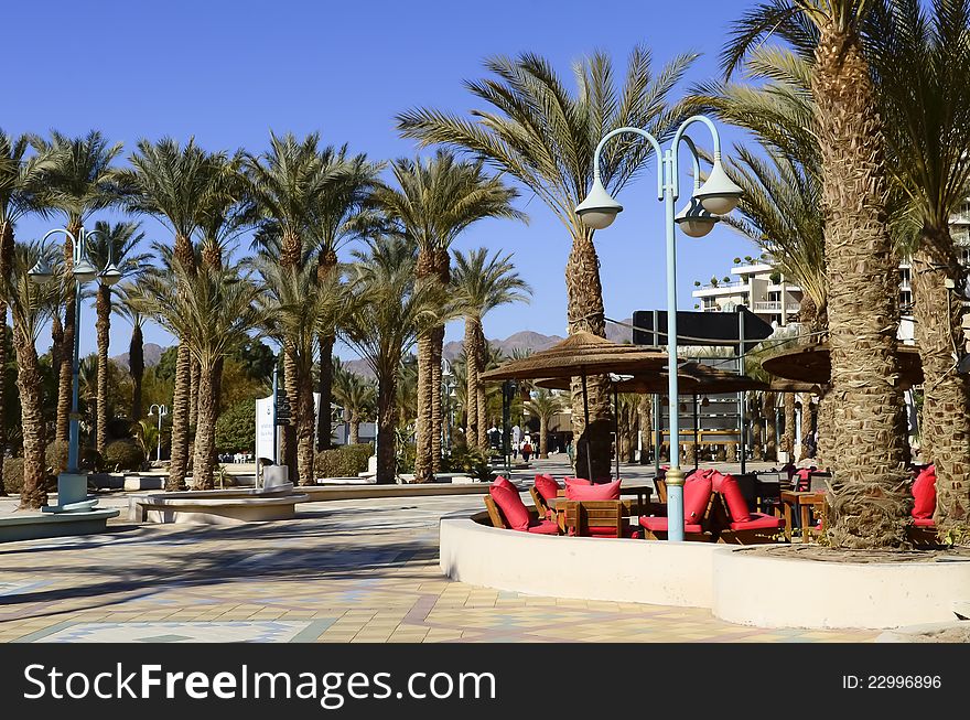 View On Major Promenade In Eilat, Israel