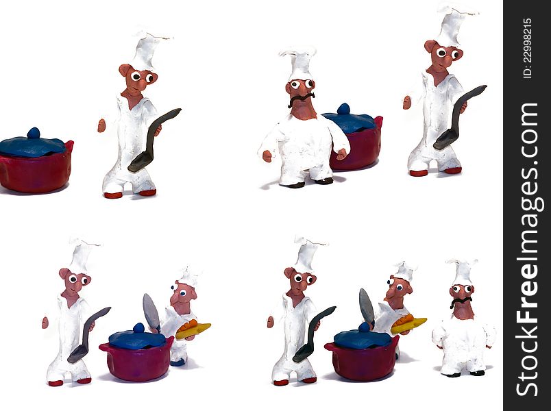 Cheerful chef made ​​of clay