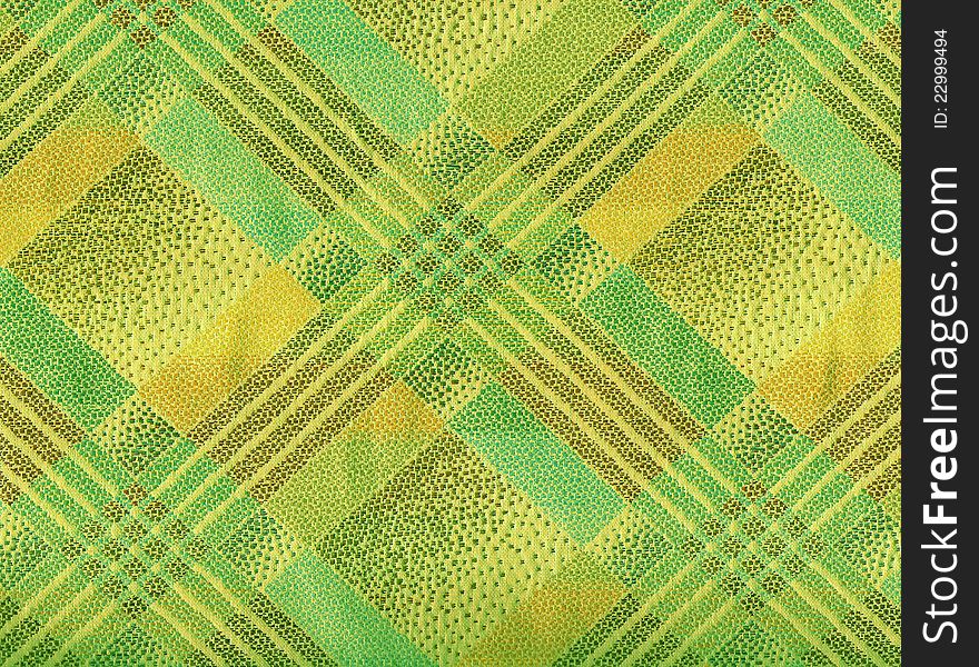Yellow And Green  Tartan Textile;