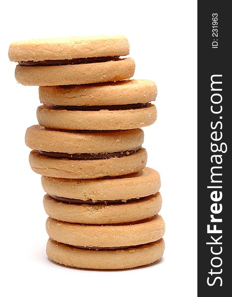 Stack of chocolate biscuits. Stack of chocolate biscuits