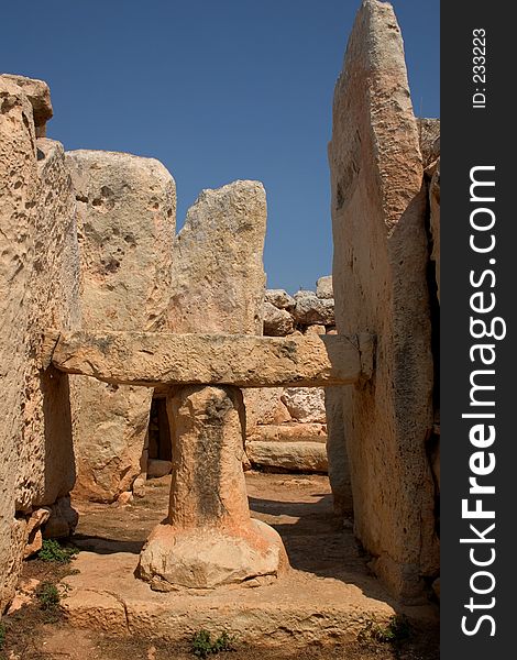 Rock formations at a prehistoric park in Malta