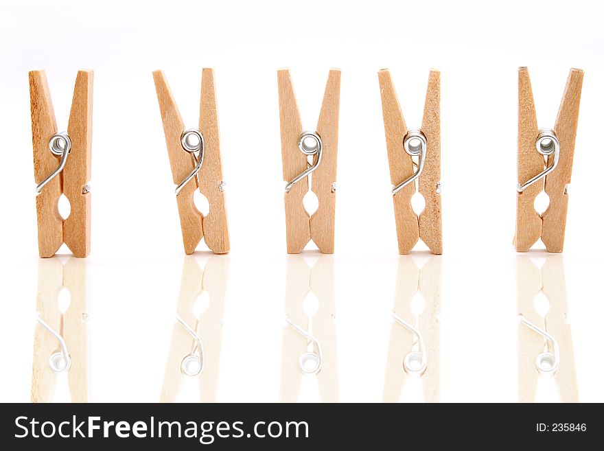 Clothespins in a row