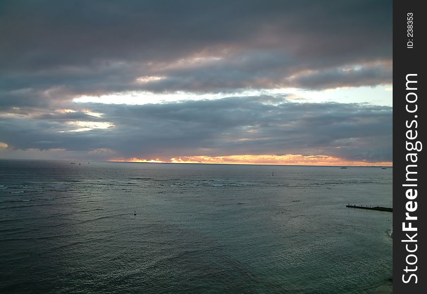 Sunset in Honolulu. Sunset in Honolulu