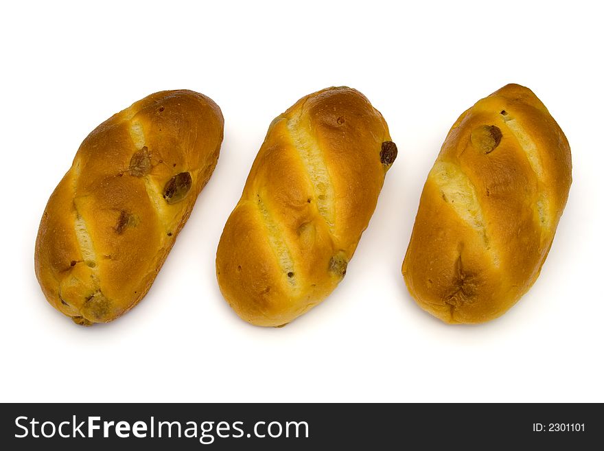 Three loafs, isolated on white background