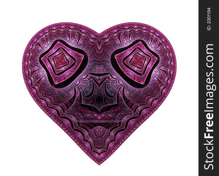 Texturized heart rendering on white