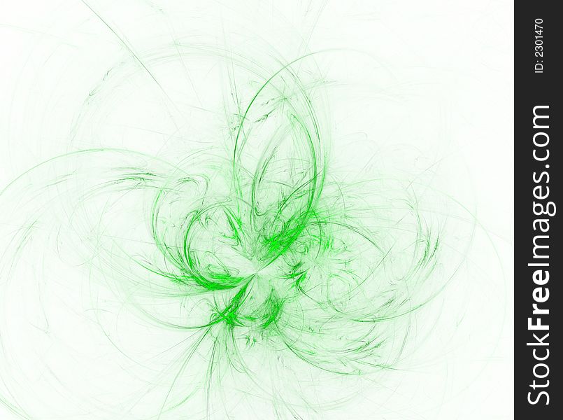 Decorative green fractal swirl over white. Decorative green fractal swirl over white