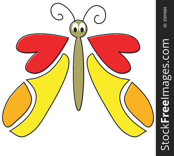 Hand drawn cartton butterfly - additional ai and eps format available on request. Hand drawn cartton butterfly - additional ai and eps format available on request