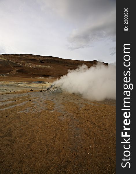 Steaming landscape at Namaskaro Iceland