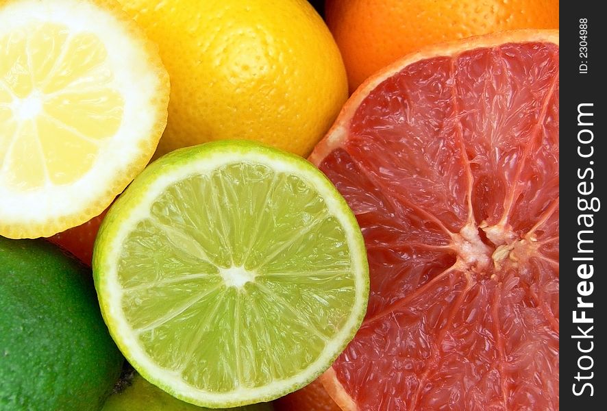 Lime, orange, lemon and grapefruit. Lime, orange, lemon and grapefruit