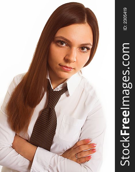 Young  businesswoman. Isolated over white. Young  businesswoman. Isolated over white.