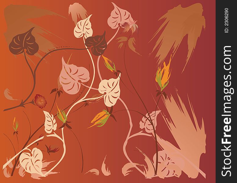 Floral Background in red- vector. Floral Background in red- vector