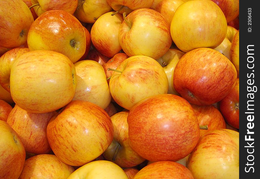Close up of golden apples at a food market