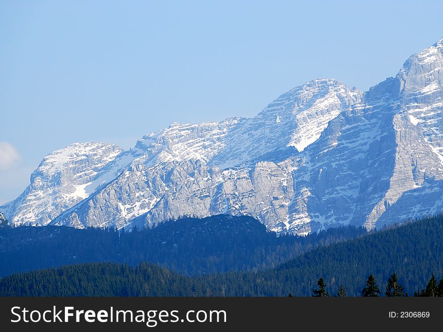 Mountains chine on the German-Austria border.