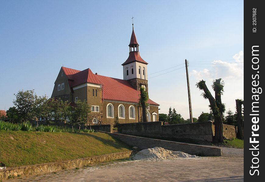 A view of a polish catholic church. A view of a polish catholic church