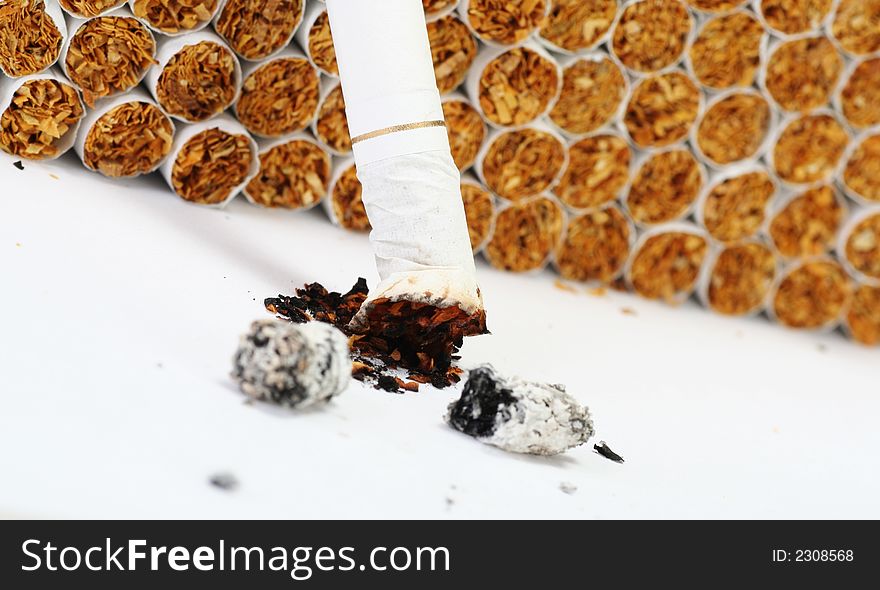 Burnt cigarette, narrow focus, great for backgrounds and campaigns