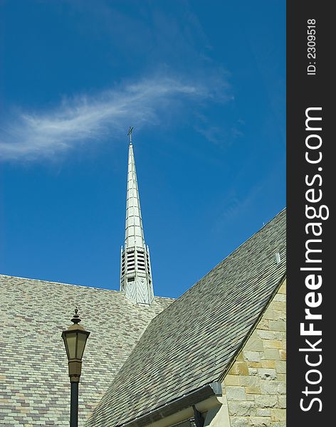 Orthodox church tower on a blue summer sky