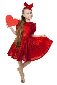 Small Playful Girl With Heart In Her Hands Royalty Free Stock Photography Small Playful Girl With Heart In Her Hands Royalty Free Stock Photography