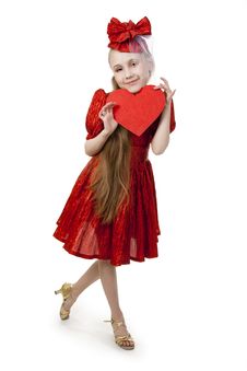 Small Playful Girl With Heart In Her Hands Royalty Free Stock Images Small Playful Girl With Heart In Her Hands Royalty Free Stock Images