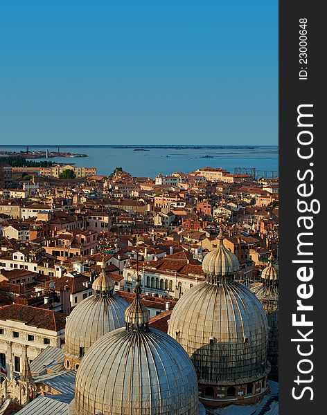 Domes of St Marks Basilica from the bell tower