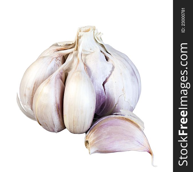 Ripe garlic isolated over white background