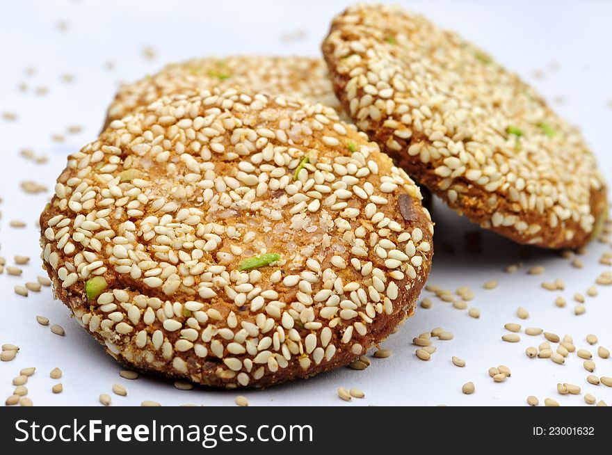 Indian Sesame cookies,made from flour and Sesame seeds