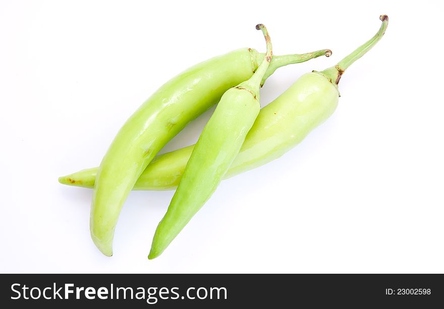 Three green peppers isolated on white. Three green peppers isolated on white
