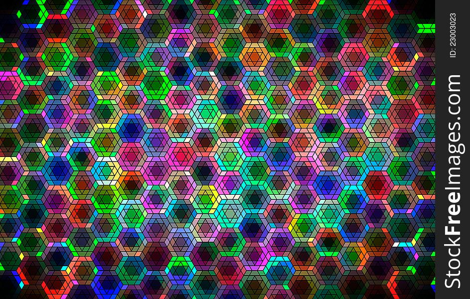 Messy intersecting hexagons produces strange color effects