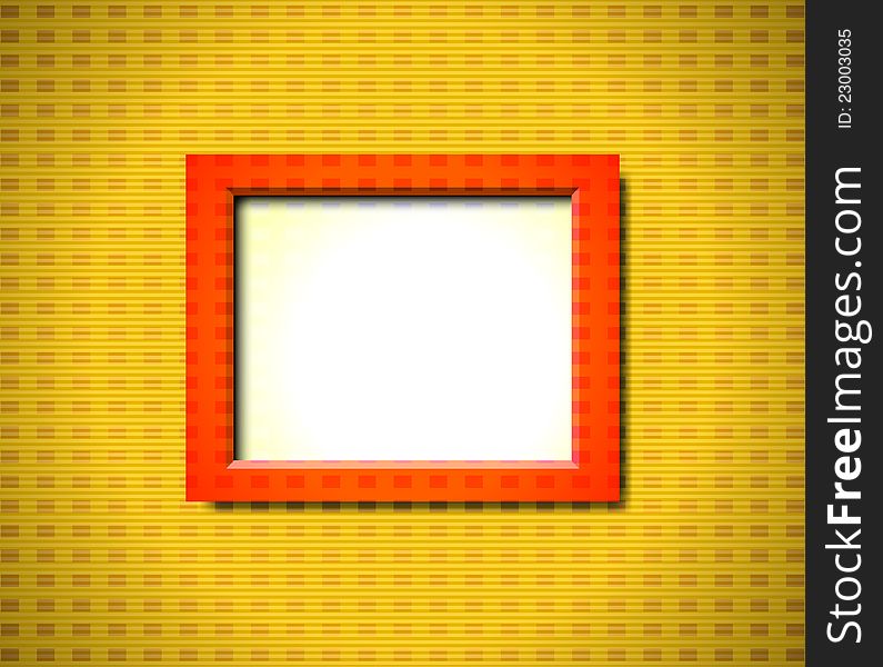 Red squared modern frame on the yellow surface. Red squared modern frame on the yellow surface