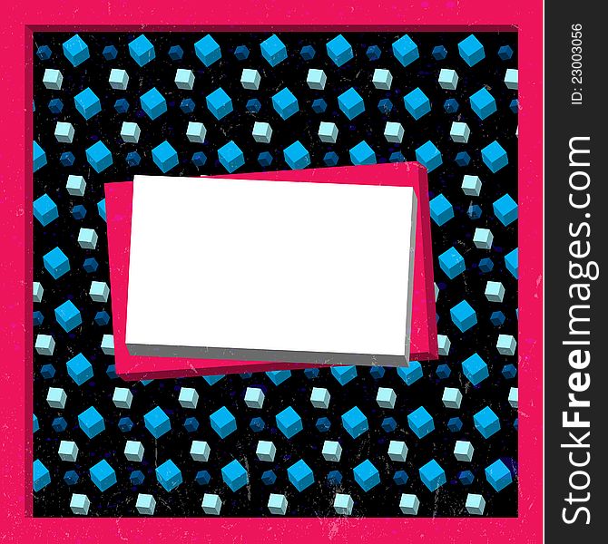 Frame with 3D cubes pattern and a rectangle in the center