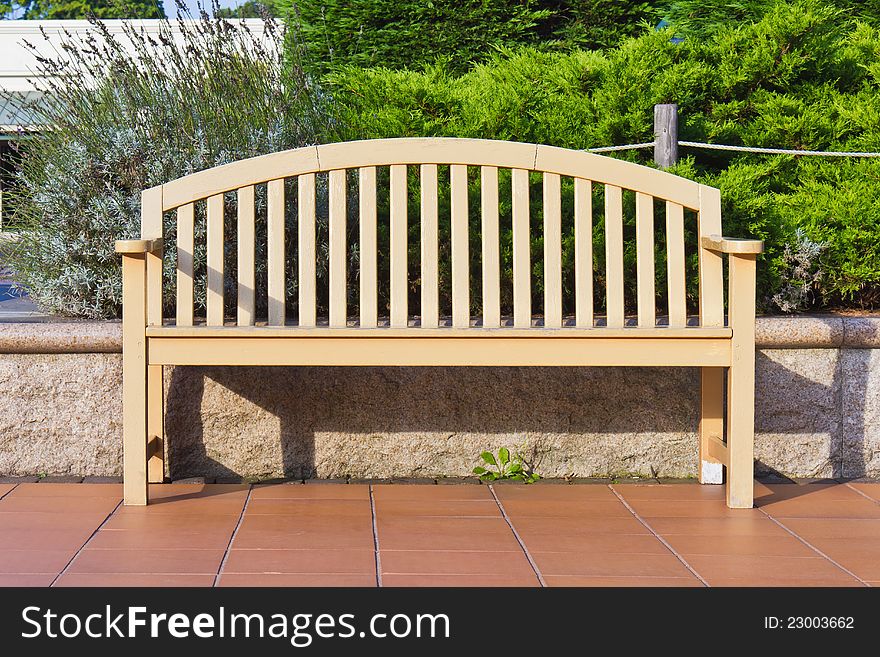 Wooden bench in Gotemba Premium Outlets, Japan