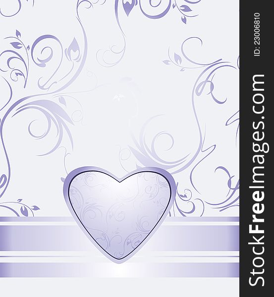 Lilac heart on the decorative background. Illustration