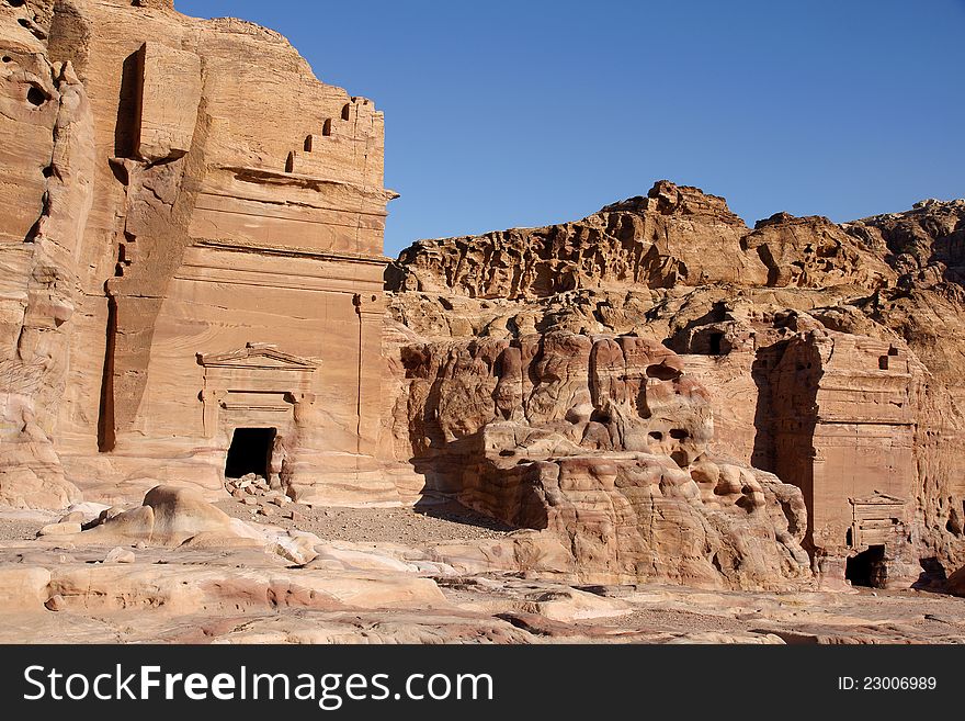 Ruin of Moghar Annassara in Petra, Jordan