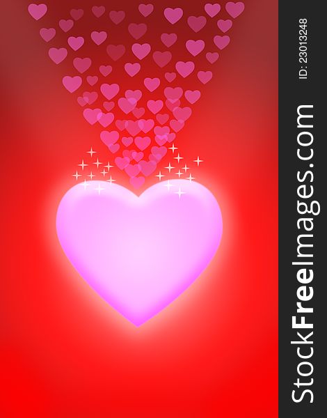 Love red background with pink hearts. Love red background with pink hearts