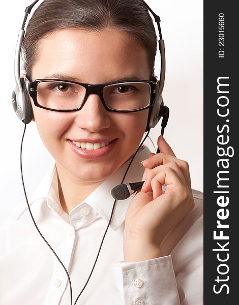 Smiling business consultant with headset
