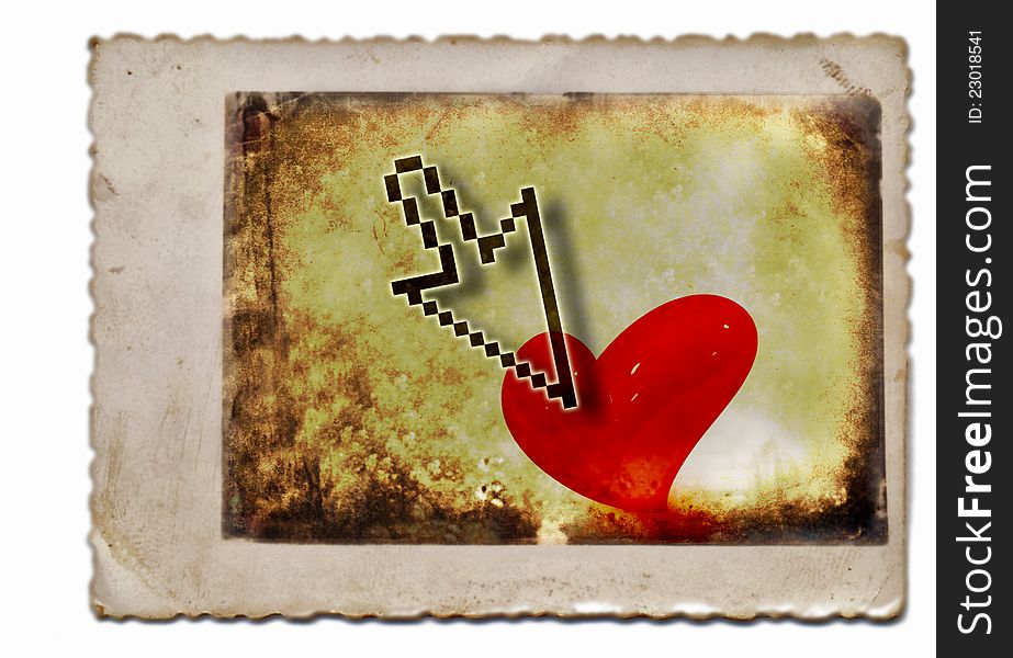 Mixed media retro picture - the love theme. Mixed media retro picture - the love theme