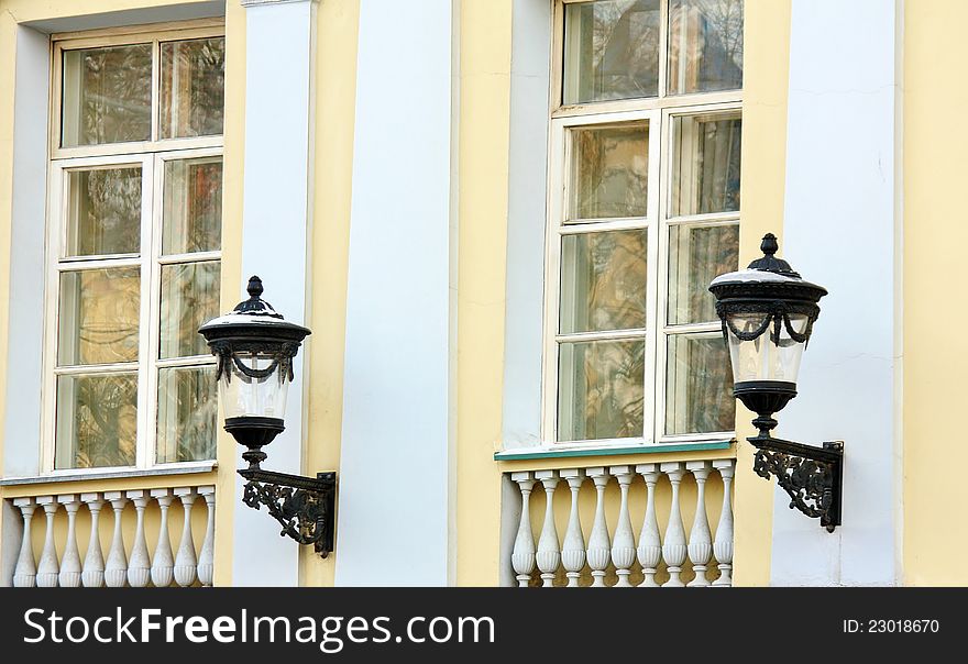 Street lights on the front of building