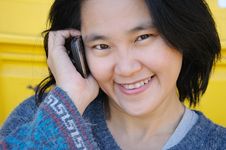 Asian Woman Talking On Mobile Phone Stock Photo Asian Woman Talking On Mobile Phone Stock Photo