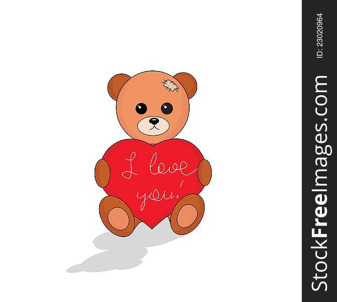 bear with heart 'I love you' sitting on white background. bear with heart 'I love you' sitting on white background