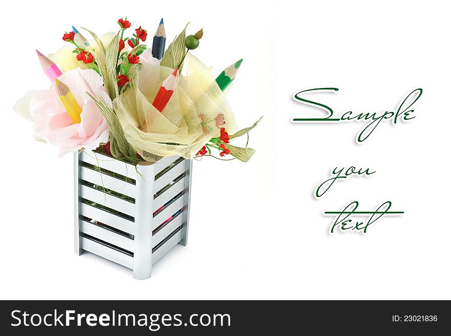 Bouquet of pencils isolated on a white background