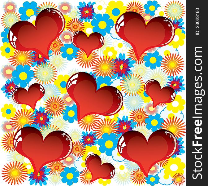 Vector illustration of Valentine heart of flowers. Vector illustration of Valentine heart of flowers